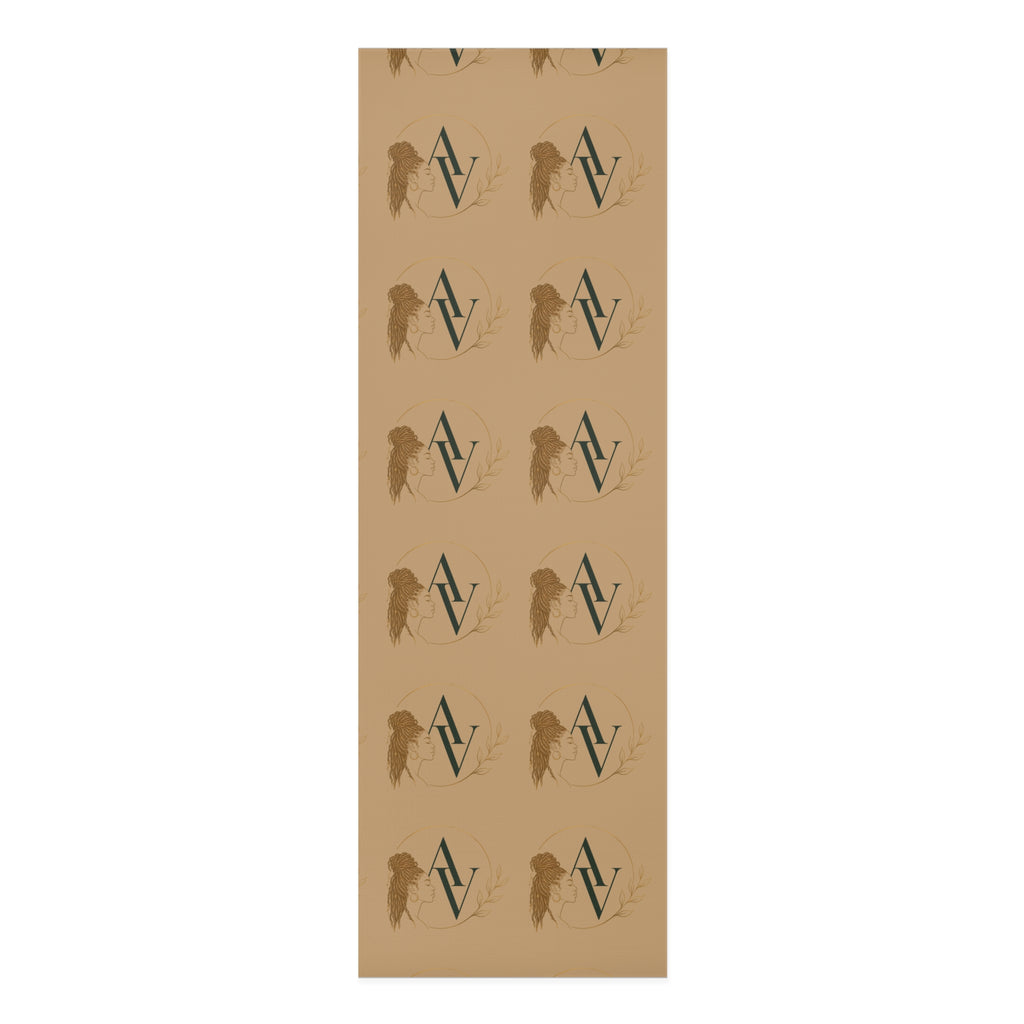 Neutral Tan Foam Yoga Mat with Minimal Botanical & Monogram Pattern