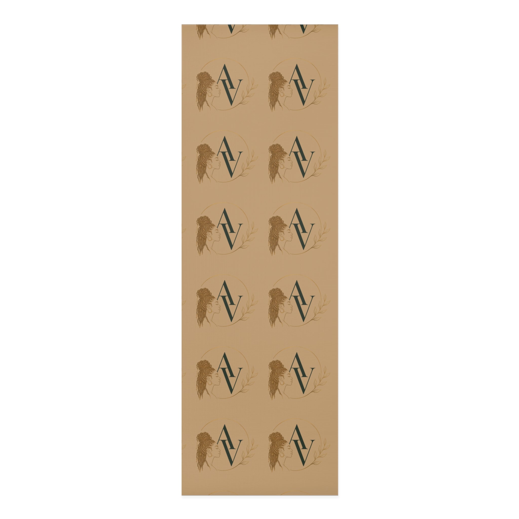 Neutral Tan Foam Yoga Mat with Minimal Botanical & Monogram Pattern